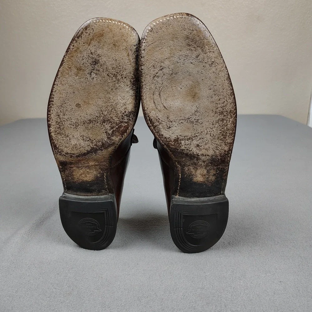 Vintage Florsheim Loafer Men 9.5 D Mahogany Leather Square Toe Slip On Shoes